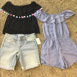 3 BIG GIRL JOE’S SHORTS H&M ROMPER LOVE FIRE TOP